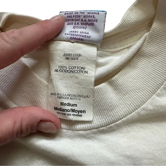 Vintage 90S White Short Sleeve Cropped Disney Winnie The Pooh Top Medium - Picture 7 of 11